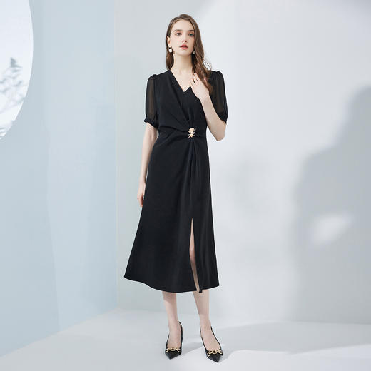 NF8M3瑟俪前中抽皱商务通勤连衣裙 商品图3