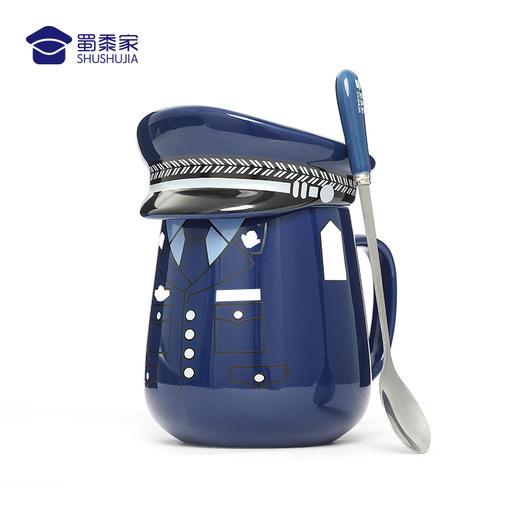 【男/女款制服陶瓷杯】创意喝水杯家用带盖勺咖啡杯茶杯精致套装马克杯 商品图4