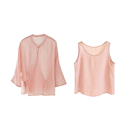 绽放501朵/高端100支砂洗苎麻中式盘扣斜襟系带衬衫文艺背心 商品图4