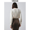 VIMAGE纬漫纪高级感压褶设计V领宽松直筒显瘦雪纺上衣秋季新款V2013610 商品缩略图4