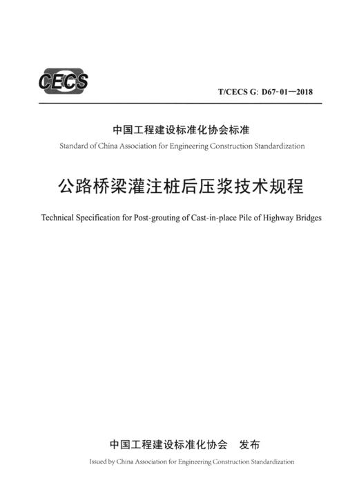 公路桥梁灌注桩后压浆技术规程（ T/CECS G：D67-01—2018） 商品图2