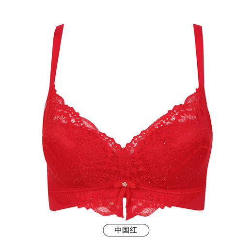笔笔同款都市丽人自然舒适ABC杯适穿软泡芙蕾丝内衣三种厚度3/4杯常规文胸无钢圈三排扣新年本命年红品LB31M2 商品图11