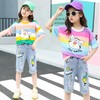 童装女童夏装套装2023新款儿童中大童牛仔七分裤跨境T恤两件套潮 商品缩略图2