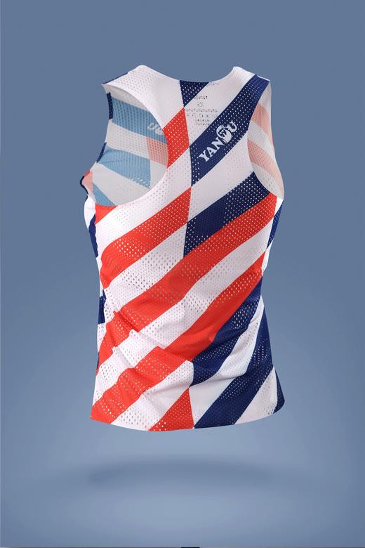 严素跑步风洞背心，斜纹三色，男/女款，红白蓝，轻量，快干，严素态度 商品图3