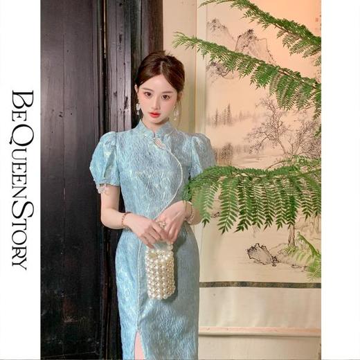 【大货捡漏，不退不换】    【纳兰疏影】国风新中式立领提花连衣裙2023夏季新款 商品图2