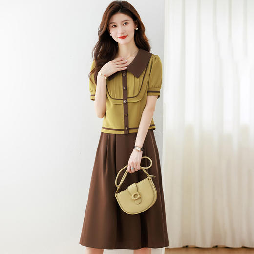 DD-时尚连衣裙夏季新款两件套打底中长裙短袖外套气质套装裙 商品图2