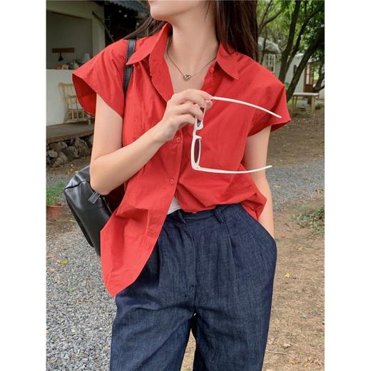 黛唯梵【从未有过的韩风，纯色无袖衬衫】夏日新款，宽松显瘦，满足你的时尚需求。穿上它，即刻流光溢彩，焕发自信，展现不一样的你。 商品图5