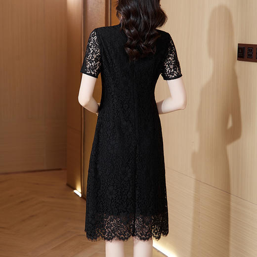 AHM mmjp8513立领中式蕾丝连衣裙女2023夏季新款复古国风气质优雅百搭修身裙子 商品图3