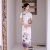 YSZ2023长款优雅显瘦高端大气复古水墨荷花走秀日常军阀太太旗袍 商品缩略图0
