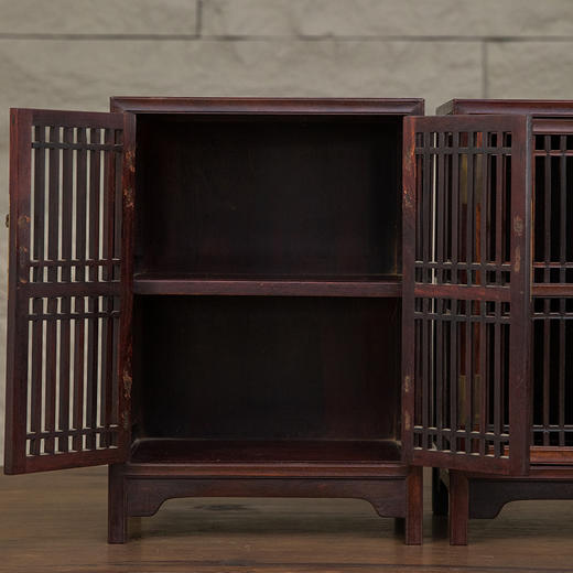 民国 紫檀直棂方角柜摆件（一对） 商品图2