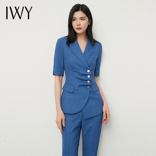 IWY/蓝色高端职业装西装套装女夏薄款面试正装酒店管理经理工作服正装212043C1+P1 商品图5