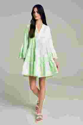 Devotion Twins - ELLA DRESS SHORT - Neon Green/N.Lime/White - 女装 - 连身裙 - 绿色