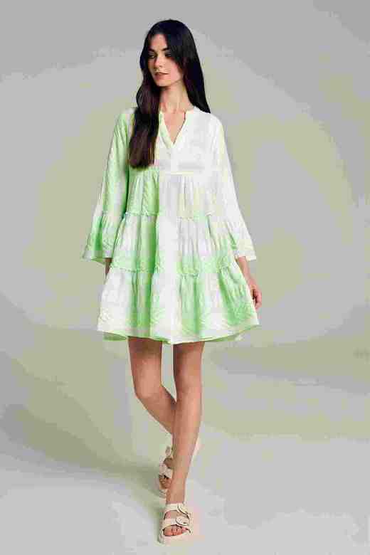 Devotion Twins - ELLA DRESS SHORT - Neon Green/N.Lime/White - 女装 - 连身裙 - 绿色 商品图0