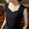 螺纹无袖t恤女夏新款，女装复领纯色背心气质收腰弹力上衣SG-X3X0413-LXL 商品缩略图3