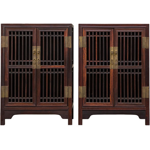 民国 紫檀直棂方角柜摆件（一对） 商品图5