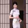 YSZ2023长款优雅显瘦高端大气复古水墨荷花走秀日常军阀太太旗袍 商品缩略图3