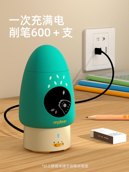 mideer弥鹿儿童全自动削笔器进铅小学生专用小型便捷式转笔刀文具用品刨旋绞修笔机充电款铅笔刀智能卷笔刀 商品图4