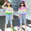 童装女童夏装套装2023新款儿童中大童牛仔七分裤跨境T恤两件套潮 商品缩略图0
