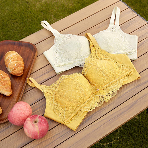 笔笔同款都市丽人自然舒适ABC杯适穿软泡芙蕾丝内衣三种厚度3/4杯常规文胸无钢圈三排扣新年本命年红品LB31M2 商品图1