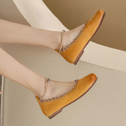 西村名物2023春季新款舒适休闲平底低跟搭扣女单鞋T23AE12541 商品图11