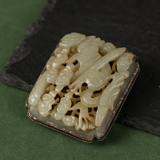 清 玉雕云龙纹包银带饰 商品图0