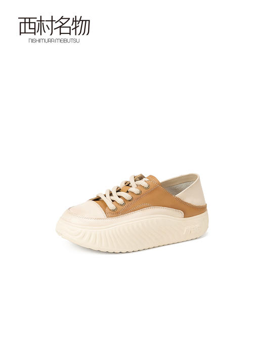 西村名物2023夏季新款复古厚底板鞋女两穿一脚蹬软底休闲鞋34211 商品图2