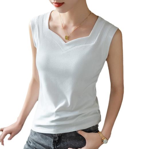 螺纹无袖t恤女夏新款，女装复领纯色背心气质收腰弹力上衣SG-X3X0413-LXL 商品图4