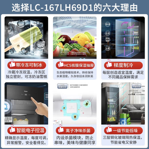 海尔（Haier）冰吧 LC-167LH69D1钢琴黑 商品图2