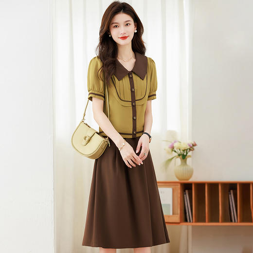 DD-时尚连衣裙夏季新款两件套打底中长裙短袖外套气质套装裙 商品图1
