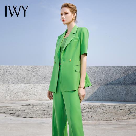 IWY/绿色西装套装女夏季职业装设计感套装女工作服套装232012C1+P6 商品图3