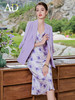 AD法式两件套女气质七分袖西装浪漫印花吊带连衣裙子通勤职场女装 商品缩略图1