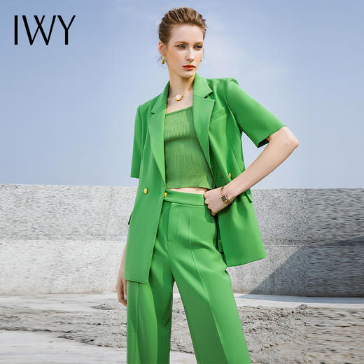 IWY/绿色西装套装女夏季职业装设计感套装女工作服套装232012C1+P6 商品图2