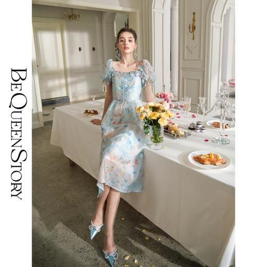【孤品样衣，不退不换】【湛蓝花田】法式复古气质公主裙碎花连衣裙女2023新款 商品图2