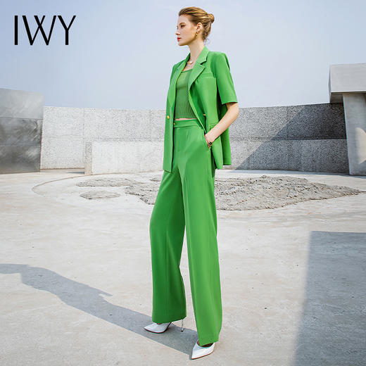 IWY/绿色西装套装女夏季职业装设计感套装女工作服套装232012C1+P6 商品图1