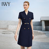 IWY/藏青色西装面料连衣裙高级感夏款短袖气质双排扣收腰显瘦232023Q1+232023D1 商品缩略图3