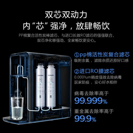 飞利浦（PHILIPS） 智能反渗透净水器家用免安装即热直饮水机5L水箱台式净饮机 ADD6812 商品图2