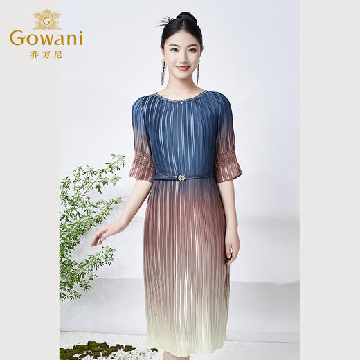 乔万尼新品连衣裙渐变设计感收腰显瘦ET2E269 商品图3