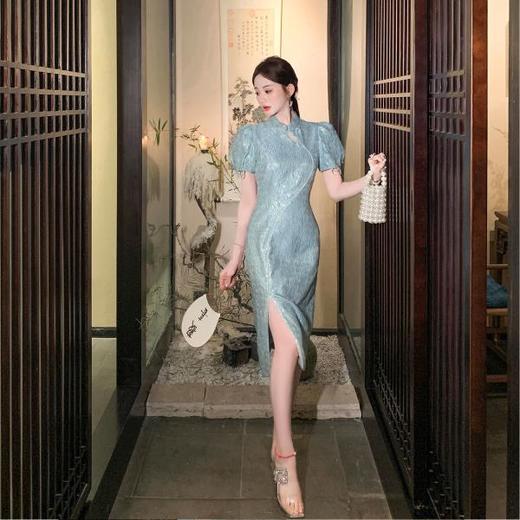 【大货捡漏，不退不换】    【纳兰疏影】国风新中式立领提花连衣裙2023夏季新款 商品图3