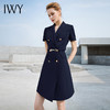 IWY/藏青色西装面料连衣裙高级感夏款短袖气质双排扣收腰显瘦232023Q1+232023D1 商品缩略图4