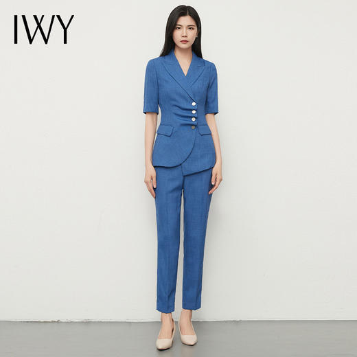 IWY/蓝色高端职业装西装套装女夏薄款面试正装酒店管理经理工作服正装212043C1+P1 商品图1