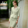 AD七分袖连衣裙女高端商务礼仪接待工作装OL通勤职业装假两件套裙 商品缩略图3