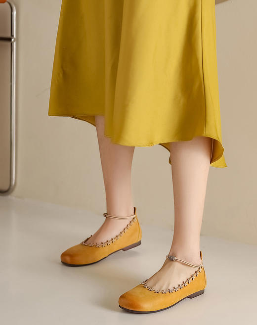 西村名物2023春季新款舒适休闲平底低跟搭扣女单鞋T23AE12541 商品图13