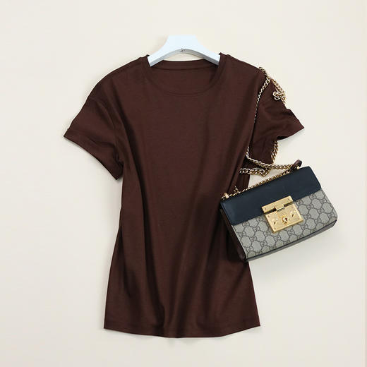 TG-TG03S252夏季纯色圆领真丝短袖女基础打底桑蚕丝莫代尔T恤透气舒适 商品图4