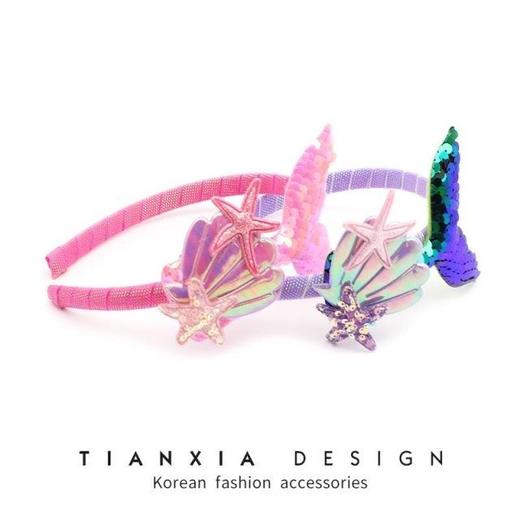 儿童人鱼姬亮片贝壳发箍女童美人鱼出游夏公主甜美防碎发头饰 商品图5