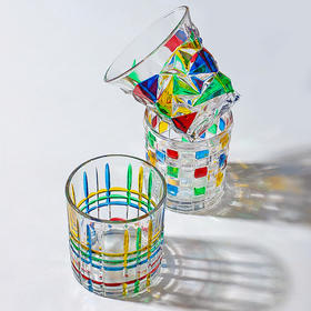 「彩色浮雕杯！数款可选」颜值彩色水杯女编织彩绘喝水玻璃杯网红咖啡杯啤酒杯餐饮用具