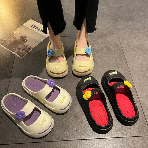 夏日必备，新款可爱洞洞鞋女，包头半拖鞋，轻松懒人凉拖鞋女，软底设计舒适贴合足部，外穿内搭都可，让你时尚又舒适！ 商品图3