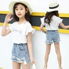 女童套装夏装2023新款中大儿童洋气两件套小女孩跨境网红牛仔短裤 商品缩略图3