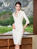 AD正式场合连衣裙高端奢华大牌西装裙子收腰显瘦气质女神范开叉裙 商品缩略图1