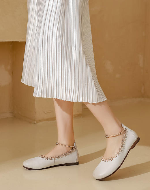 西村名物2023春季新款舒适休闲平底低跟搭扣女单鞋T23AE12541 商品图6