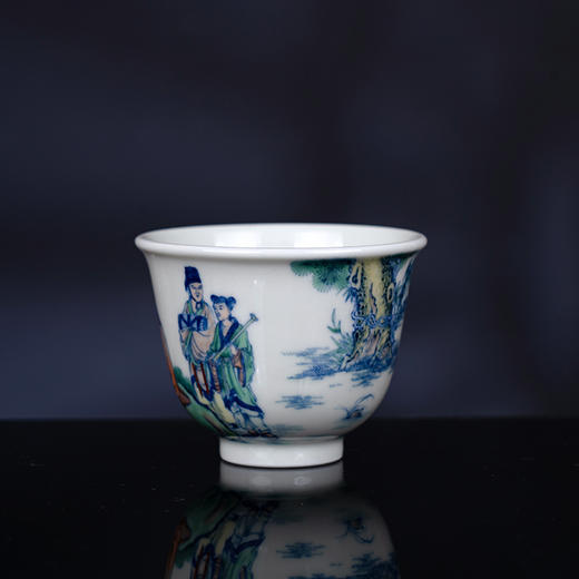 青花斗彩伯牙抚琴杯 商品图1